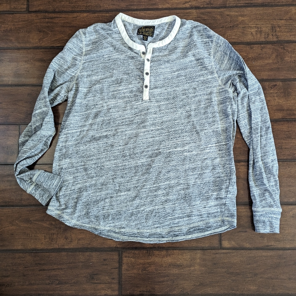 Lucky brand men's xl gray heathered henley
